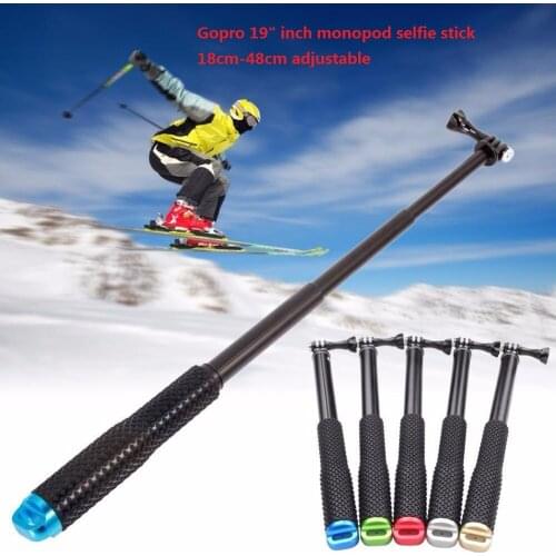 19" Inch Extendable Pole Selfie Stick Handheld Monopod with Mount Adapter for GoPro 5 6 7 8 9 SJCAM XiaoYi Cameras