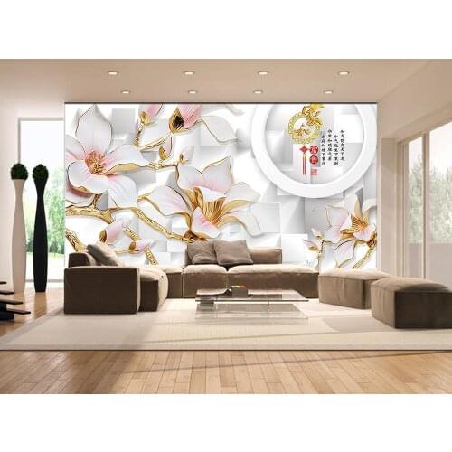 3d wallpaper Magnolia stereoscopic 3D living room background flower wallpaper 3d wallpaper for room
