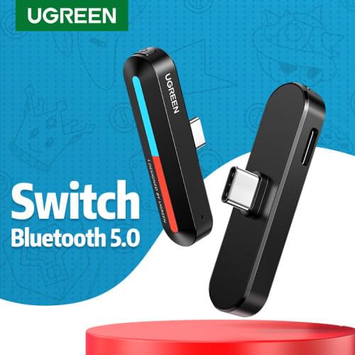 UGRREN Switch USB C Bluetooth 5.0 Audio Transmitter Wireless Low Latency Adapter, 18W Fast Charge, for Nintendo Switch Receiver