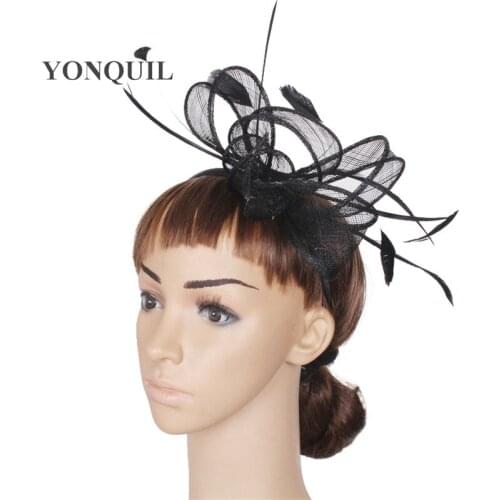 High Quality Turquoise Fascinators Hat Wedding Sinamay Accessories Headband Occasion Event Headwear With Feather Decor FS111