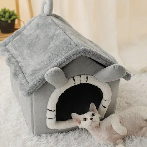 Deep Sleep Pet Cats House Indoor Cat Bed Pet Mat Winter Warm Pet House For Small Dog Cat Kitten Pet Supplies Foldable Dog Sofa