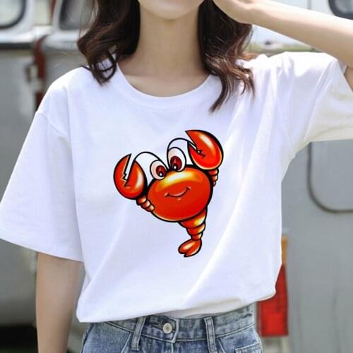 Short Sleeve Round Nack T-Shirts Leisure Top Tee Casual Ladies Tshirt Cute Lobsterling T-Shirt Women Summer Fashion Tops TShirt