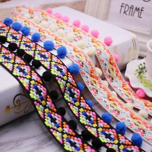 Best selling 1yards ethnic wind woven belt hair ball lace DIY clothing scarf hat accessories / handmade, bedding, womens/hat