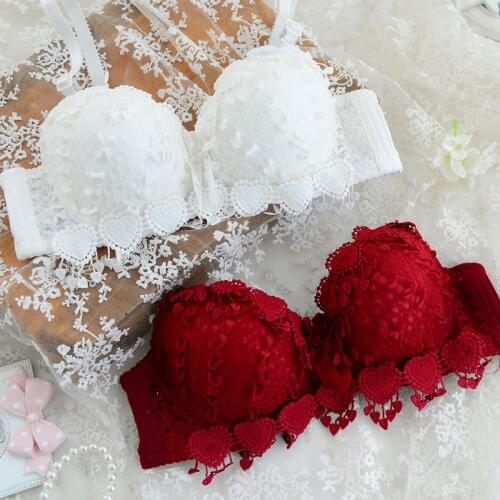 CHRLEISUR Sweet Lace Girls Bra Set/2PCS Sexy Underwire Adjusted-straps Brassiere Bralette Korean Push Up Panties Underwear Suit