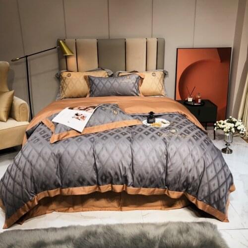 Royal Palace 4Pcs Fitted Sheet Set Solid Brief Duvet Cover Cotton Pillowcase Bed Set