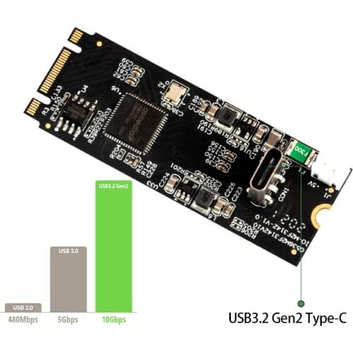 M.2 B+M Key To USB C 3.2 Gen2 10GB/S Type-C Interface Expansion Converter Controller Card NGFF B M Key To USB 22x60 Chip ASM3124