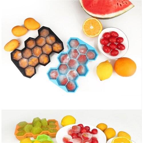 With Lid Reusable 13Cavity Honeycomb Ice Cube Mold Silicone Ice Mold Ice Cube Tray For Summer Whiskey Cocktail Candy Bar Cocina