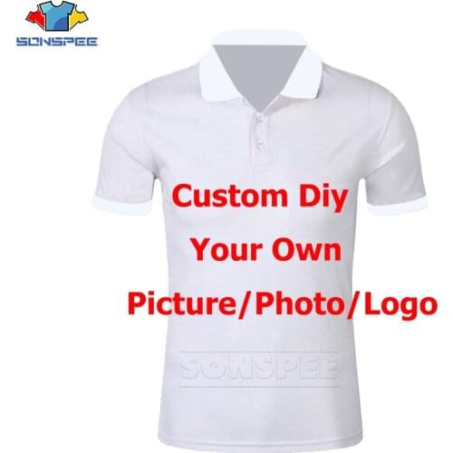 SONSPEE Print Privated Customized DIY Your Own Picture Photo Logo On Mens Polo Shirt Short Sleeve Casual Polo Shirts Drop Ship