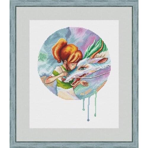 Girl with sheep DIY Cross Stitch Kit Packages Counted Cross-Stitching Kits New Pattern NOT PRINTED Cross stich Painting Set