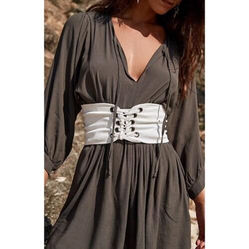 New Women Lady Fashion Wide Buckle Elastic Stretch Corset Waistband Waist Belt