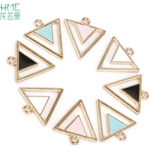 15mm Aperture Approx 1.5mm 10pcs/Bag Triangle Drop Oil Alloy Charms Pendant For Jewelry Making Bracelet Necklace DIY