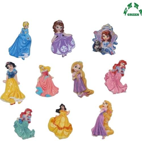 Charms for Kids Resin Charms for Slime 10pcs Cartoon Charms Flatback Resin Cabochon DIY Accessories Princess Charms Slime Charms