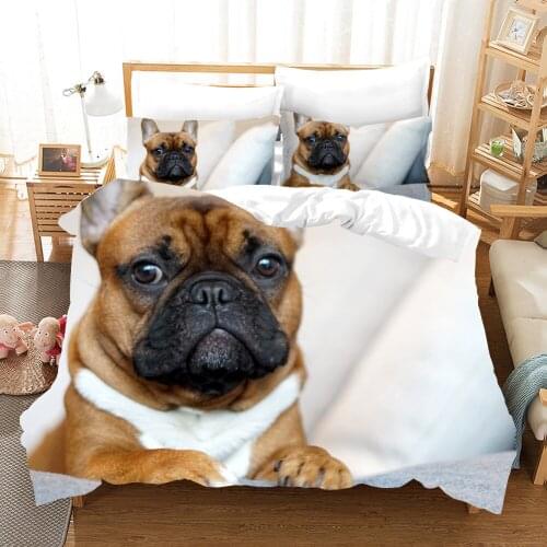 Cartoon Printing Pug Dog Duvet Cover Set Pillowcase Dogs Luxury Bedding Set Bed Linen 2/3pcs Queen King Size Kids Home Textile