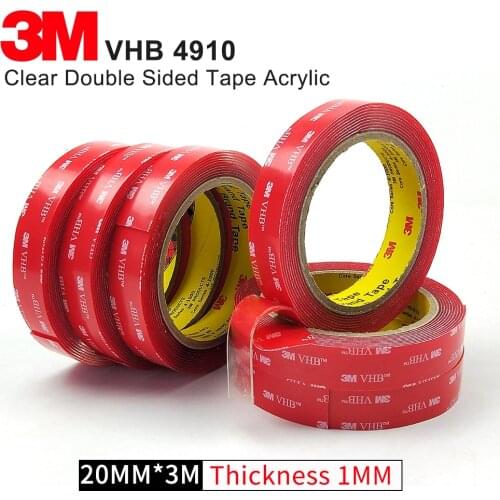 Clear Acrylic Tape 3M VHB 4910 Heavy Duty Double Sided Adhesive,High temperature transparent acrylic foam tape Size 20mm*3m