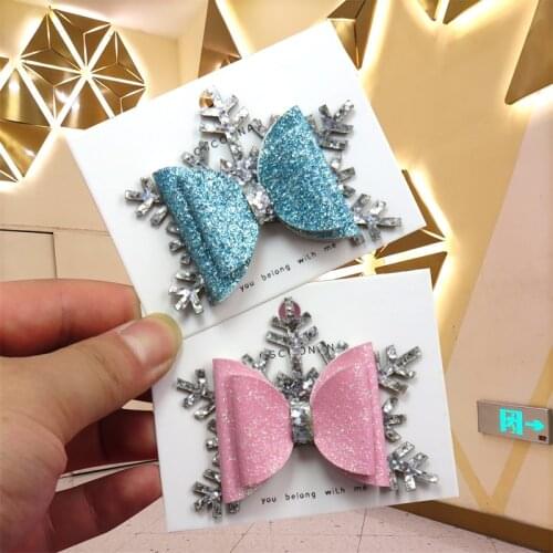 1 Piece Lovely Snowflake Flash Ties Bows Elastic Bands For Baby Girls Hairpin Creativity Clip Pin Scrunchy Kids Hair Accessories