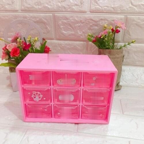 New Cartoon My Melody Pink 9 Grid Jewelry Box Plastic Desktop Drawer Container Creative Cosmetic Lipstick Organizer Storage Case