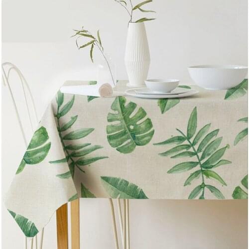 Green Leaves Print Table Cover Tablecloth Europe Style Dustproof Background Cloth Non-slip Decor Restaurant Coffee Table Banquet