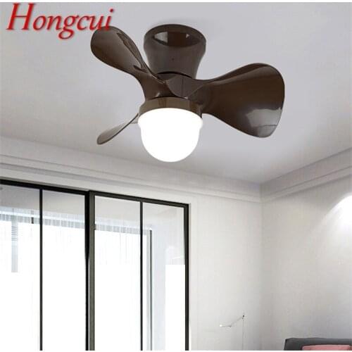 Hongcui Modern Creative Ceiling Fan With Lights Remote Control 3 Colors LED Cartoon Design For Children Home Bedroom Study