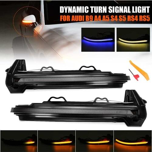 2pcs Dynamic Blinker LED Turn Signal blink Side Mirror Lights Indicator for Audi A4 B9 A5 S5 RS5 Sportback Coupe Cabrio