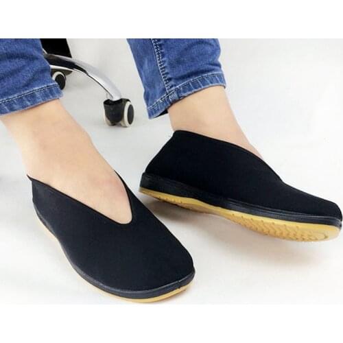 Unisex Martial Art Kung Fu Shoes Bruce Lee Chinese Traditional Cloth Tai Chi Shoes For Wing Chun Karate Training Sneakers Black