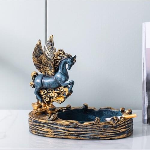 Vintage Angel Wings Fly Horse Home Living Room Decoration Ashtray Desktop Ornaments