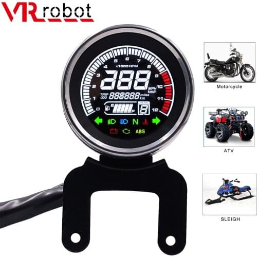 VR robot Motorcycle LCD Digital Speedometer 12V Universal Odometer 12000RPM Tachometer LED Backlit Multi-Function ATV Oil Meter