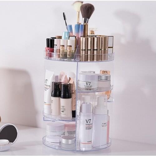360-degree Rotating Cosmetic Storage Box Creative Simple Multi-layer Cosmetic Box Desktop Large Acrylic Transparent Storage Rack