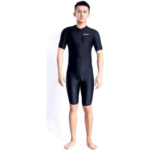 2019 Top Quality Fastskinquick Dry Unisex Diving Suit Men Short Sleeve With Zip One Piece Swimsuit Rash Guards Swimwear Hx15