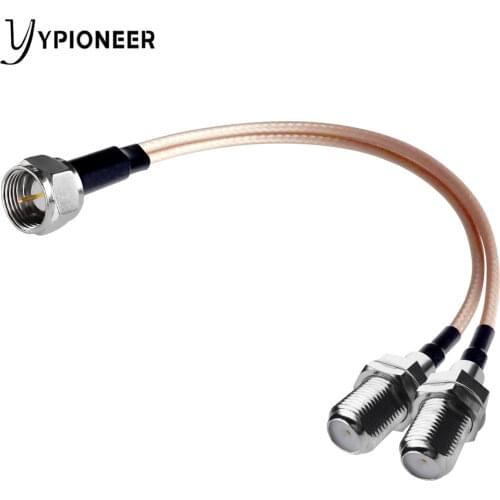 YPioneer T10011 F Type Splitter Cable Male to Female Low Loss RG316 Y Splitter Wire 50 Ohm 19cm
