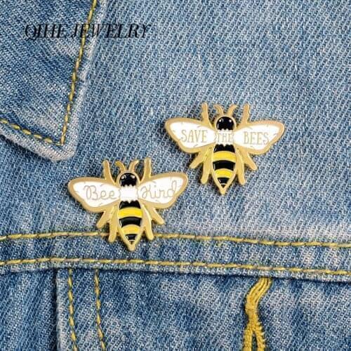 QIHE JEWELRY Cute Bee Enamel pins Lapel pins Lovely Brooches Badges Denim Clothes Bags pins Gift for Friends