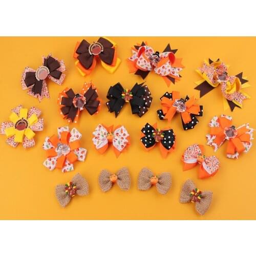 Halloween Hairpins BowKnot Hair Clips for Baby Girls Party Barrette Hair Accessories Ribbon Hairpin Pumpkin Barrette for Kids