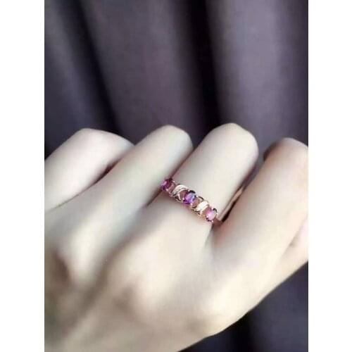 Natural red tourmaline Ring Natural green garnet stone Ring 925 sterling silver trendy elegant array women party fine Jewelry