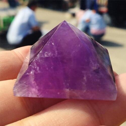 1pcs natural amethyst crystal 30mm pyramid stone chakra stone healing halo pendant free