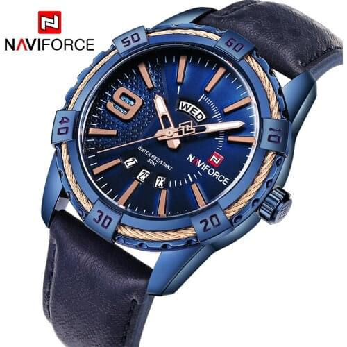 2018 New Luxury Brand NAVIFORCE Men Sports Watches Waterproof watch Mens Quartz Clock Man Leather Wrist watch Relogio Masculino