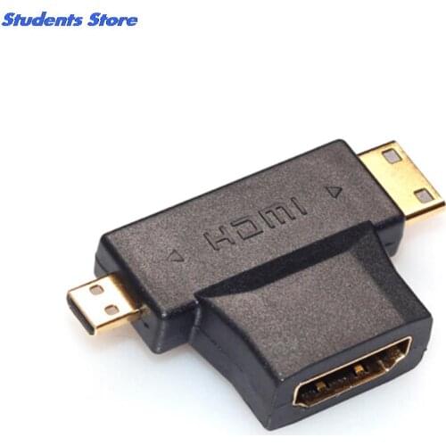 3 in 1 HDMI to Micro HDMI male Mini HDMI male 1.4 Female cable adapter T Shape converter for HDTV 1080P hdmi cables