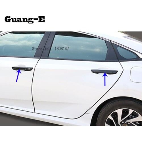 Car Sticker Cover Detector Trim External Door Handle Holder Frame Hoods Parts 4pcs For Honda Civic 10th Sedan 2016 2017 2018
