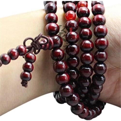 Pulseras 108 Beads 8mm Natural Sandalwood Buddhist Buddha Wood Prayer Bead Mala Unisex Men Bracelets & Bangles Jewelry Bijoux