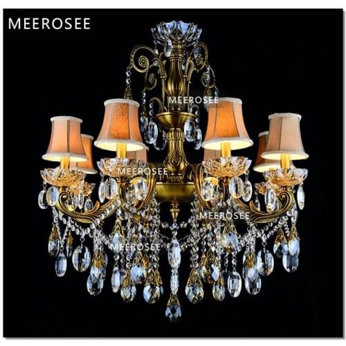 Bronze Finished Antique Crystal Chandelier Lingting Luxurious Brass Crystal Lamp Lustre Suspension Light MD8504 L8 D750mm H750mm