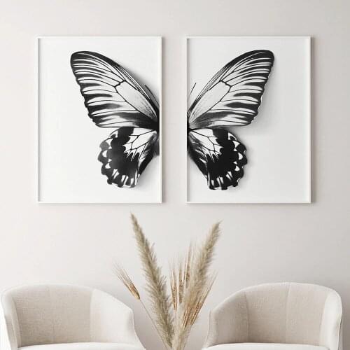 Nursery Wall Art Print Canvas Painting Black and White Butterfly Nordic Poster Canvas Art Animal Wall Pictures For Living Room