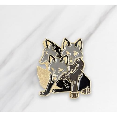 Enamel Brooch Three Wolves Animal Pin Denim Clothing Backpack Lapel Pin Button Badge Cartoon Jewelry Gift For Friends Kids