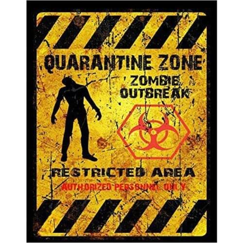 Hot Sell Terror Retro QUARANTINE ZONE ZOMBIE OUTBREAK Car Sticker Motorcycle Stickers Superior Quality Vinyl Decals Anti-UV PVC