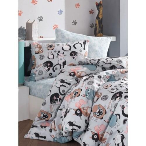 Cotton Bedding Set 3 Pieces Pack 160x240 Sheet Duvet Cover Pillowcase Linens Set Modern Pets Design Duvet Cover Home Textile
