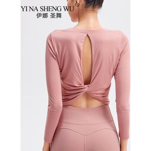Long Sleeve Women Gym Yoga Crop Tops Gym Workout Fitness Running Sport T-Shirts Training Sportswear Loose Quick-drying Tees New