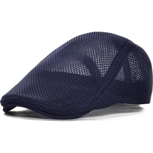 VOBOOM Summer Flat Cap for Men Navy Blue Mesh Cabbie Newsboy Women Gatsby Hat Beret Ivy Caps Man Breathable Headpiece Boina 126