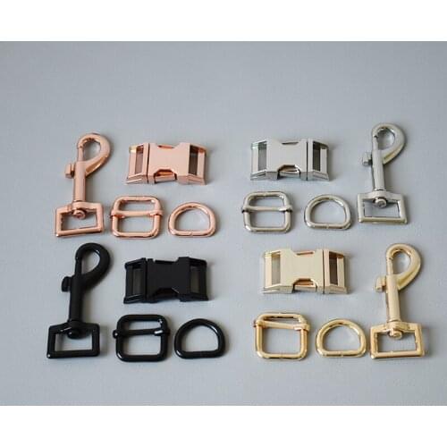 50 Sets 20mm Metal D Ring Belt Straps Slider Breakaway Side Release Buckle Spring Hook-Rosegold, Gold ,Black,Silver