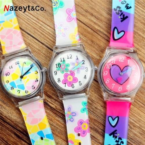 Fashionable and lovely girl heart jelly watch colorful flower waterproof childrens wrist watch