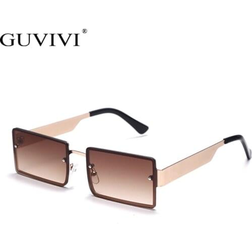 Fashion Rectangle Flat Top Sunglasses 2021 Women Men Luxury Brand Designer Rimless Sun Glasses Female Vintage Eyeglasses UV400