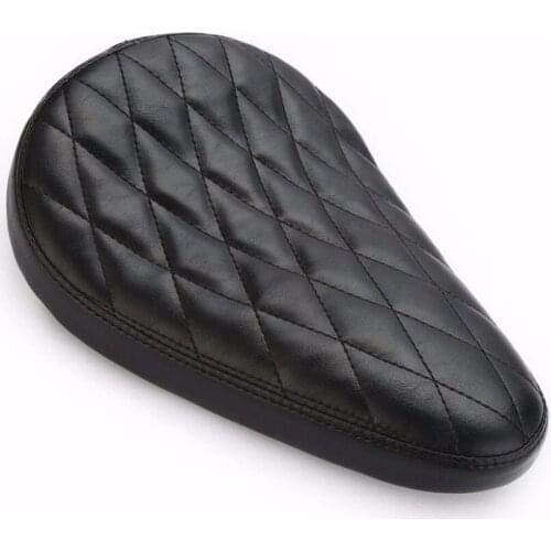 Motorcycle Black Diamond Leather Solo Saddle Driver Seat For Harley Sportster Chopper Bobber XL Custom