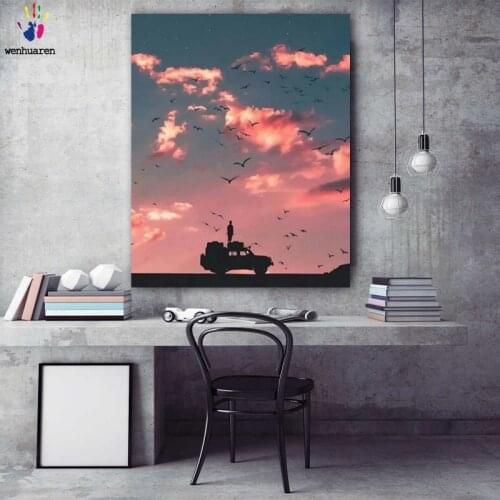 DIY colorings pictures by numbers with colors I stood among the birds painting drawing painting by numbers framed Home