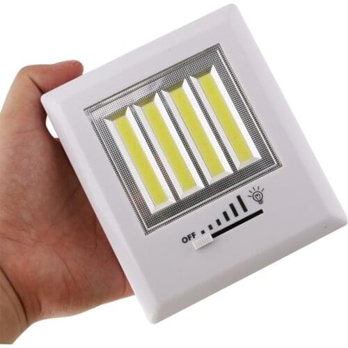 4 COB LED Magnetic Wall Night Lights Camping Lamp 4*AA Battery Operated with Slider Switch Magic Tape for Indoor Garage Closet